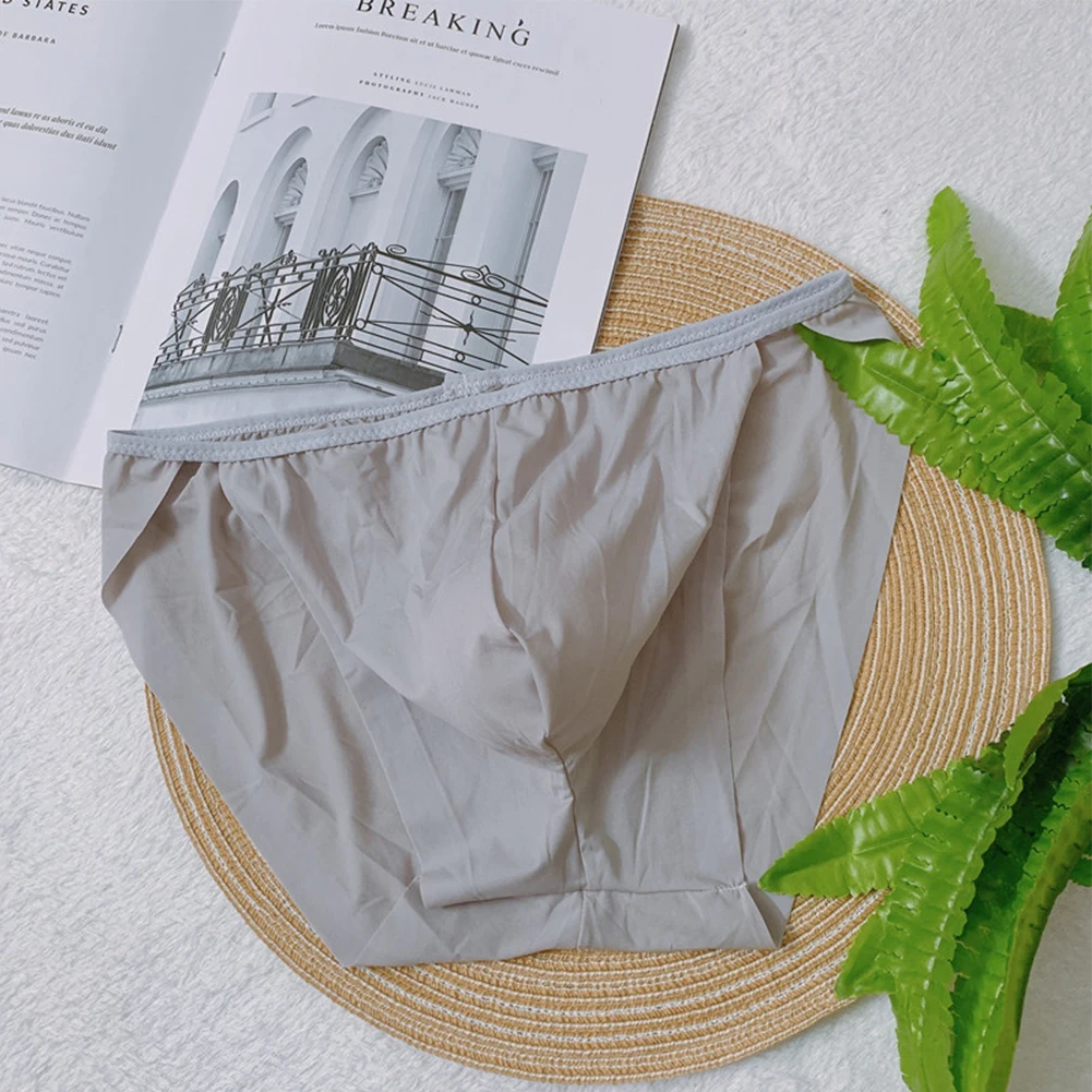 Мужское легкое нижнее белье, модные бесшовные трусы из ледяного шелка с низкой посадкой, нижнее белье, выпуклая сумка, трусики, нижнее белье, шорты