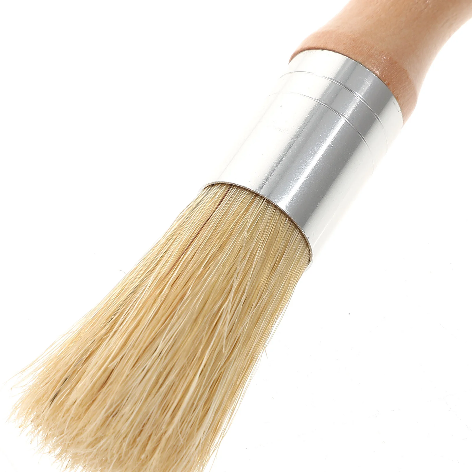 2pcs Stencil Brush Round Head Wooden Handle Small Brush Pig Mane Painting Brush Oil Acrylic Painting Supplies (Beige)