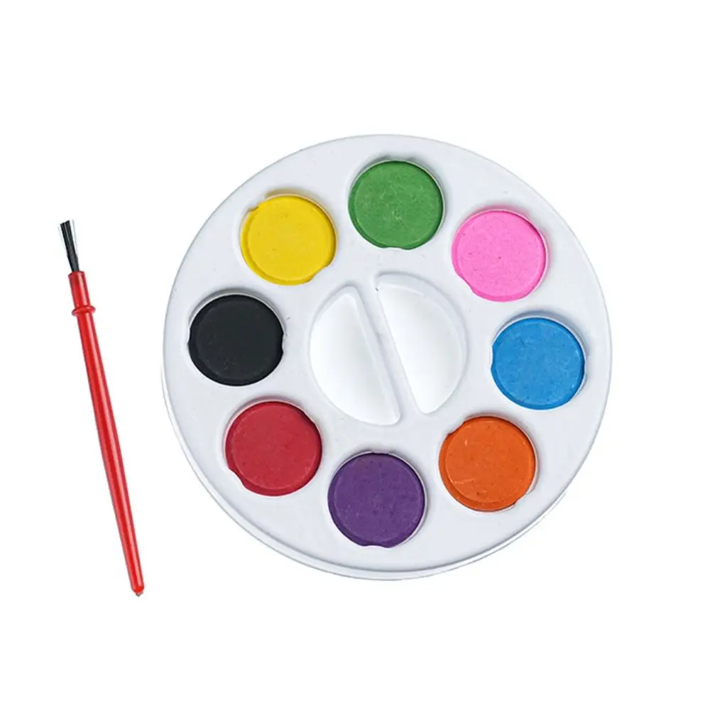 

New 8 Colors Watercolor Paint Set Round With Water Brush Pen Watercolor Paint Palette Portable Solid Water Color Paints for Kids