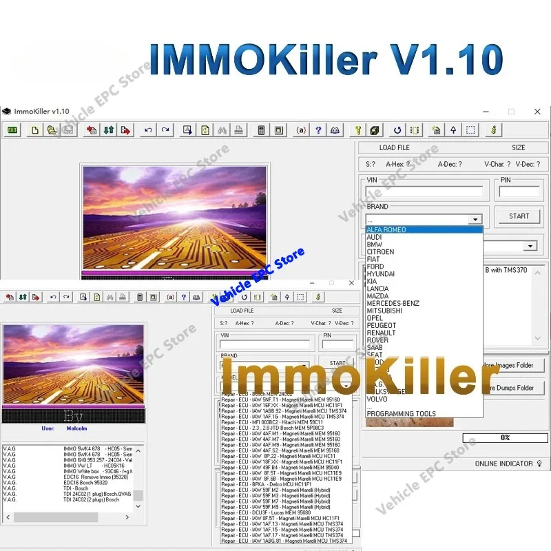 ImmoKiller V1.10 New IMMO Off Software v1.1 Immo Killer ECU Programmer Tool for Car Repairing Passing Virigining the Immobilizer