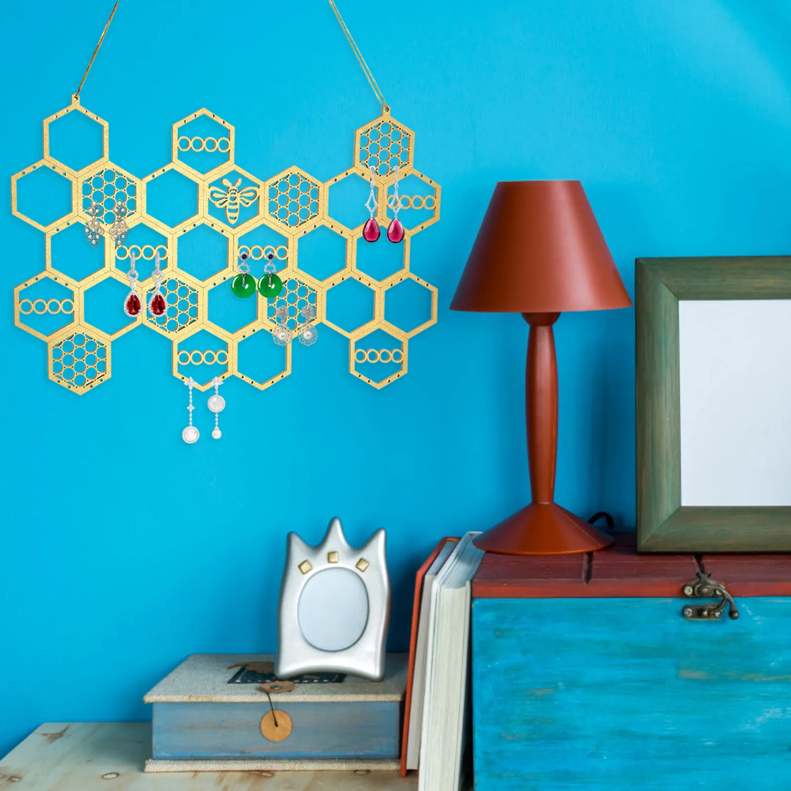 

Элегантная подставка-органайзер для украшений в форме сот, настольная подвесная декоративная подставка для хранения серег, органайзер для ювелирных изделий