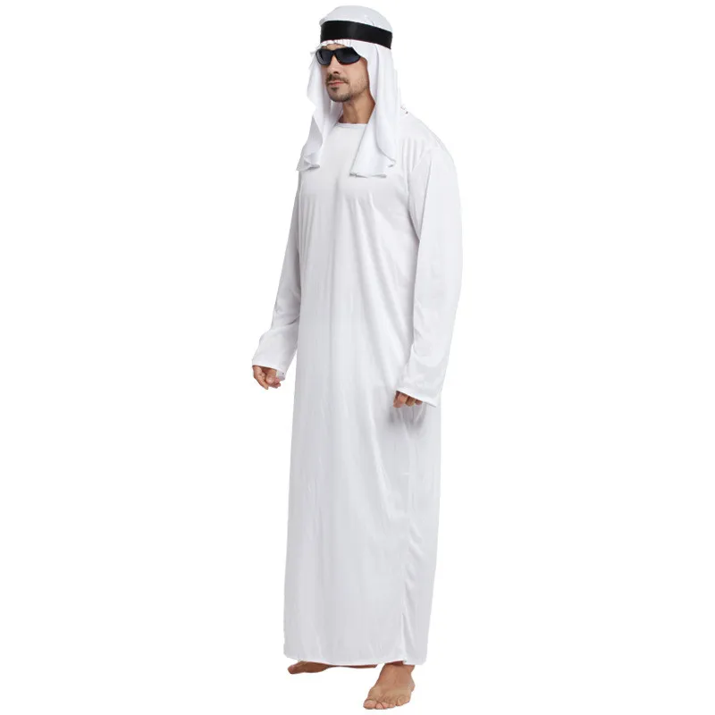 Uomini musulmani Jubba Thobe Middle UAE Robe for Men maniche lunghe arabo musulmano medio oriente girocollo Maxi-musulmano Dubai Thobe Long Abaya