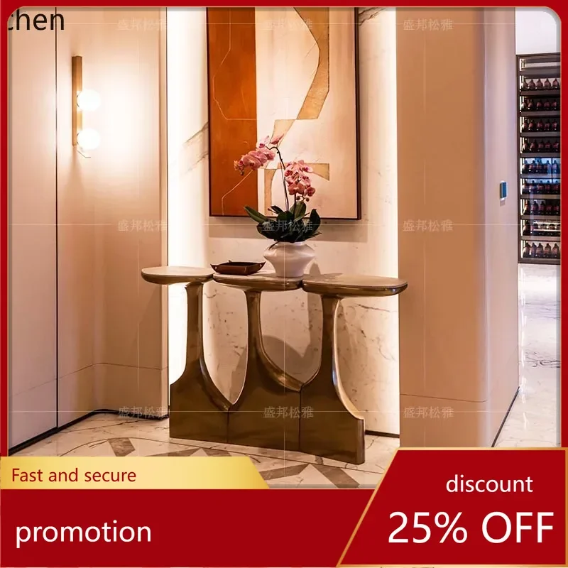 HT Light Luxury Stainless Steel Entrance Table Home Villa Premium Sensory Storage Decoration Entrance Table
