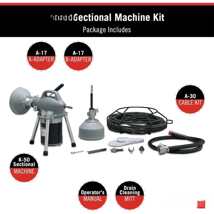 58920 Model K-50 Sectional Drain Cleaning Machine with 1/6 Horsepower Motor