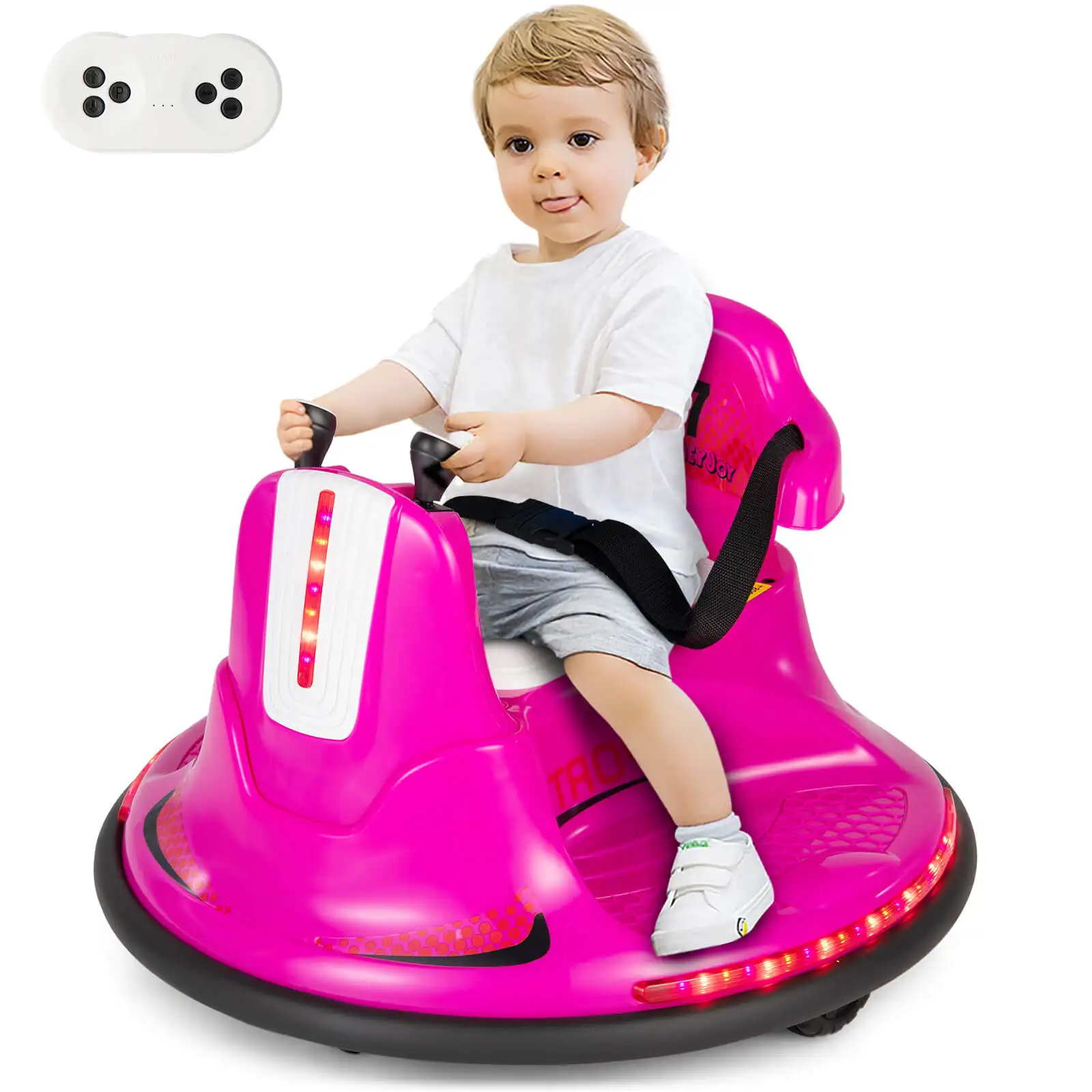 

12V Bumper Car for Kids Toddlers Electric Ride On Car Vehicle w/ 360° Spin Pink