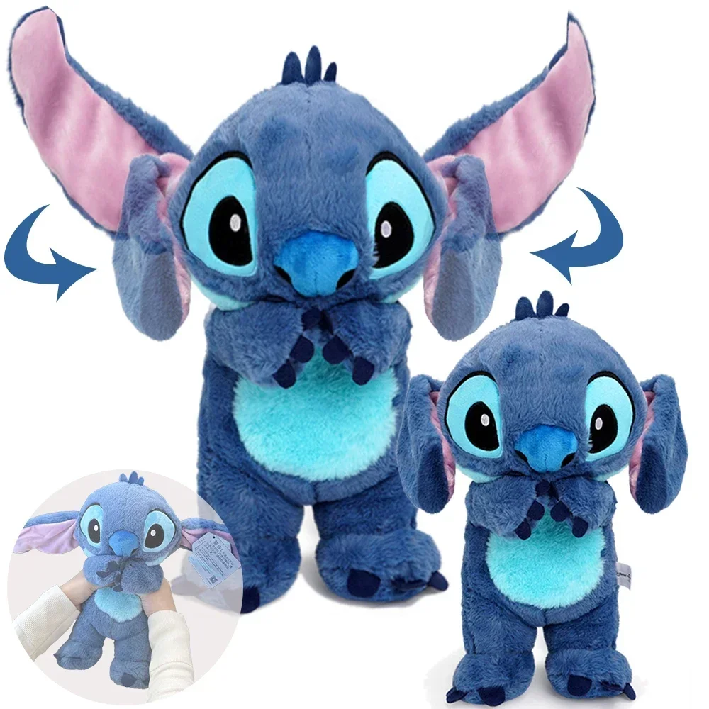 33cm Lilo & Stitch peluche bambola premendo scuotere le orecchie seduto Stitch angelo farcito morbido sonno Plushie cuscino per auto giocattolo per