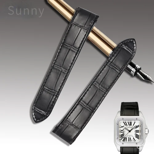 Correa de reloj de cuero genuino para Cartier Sandoz Santos 100, accesorios de correa de reloj suaves y cómodos, pulsera de 20 a 23mm