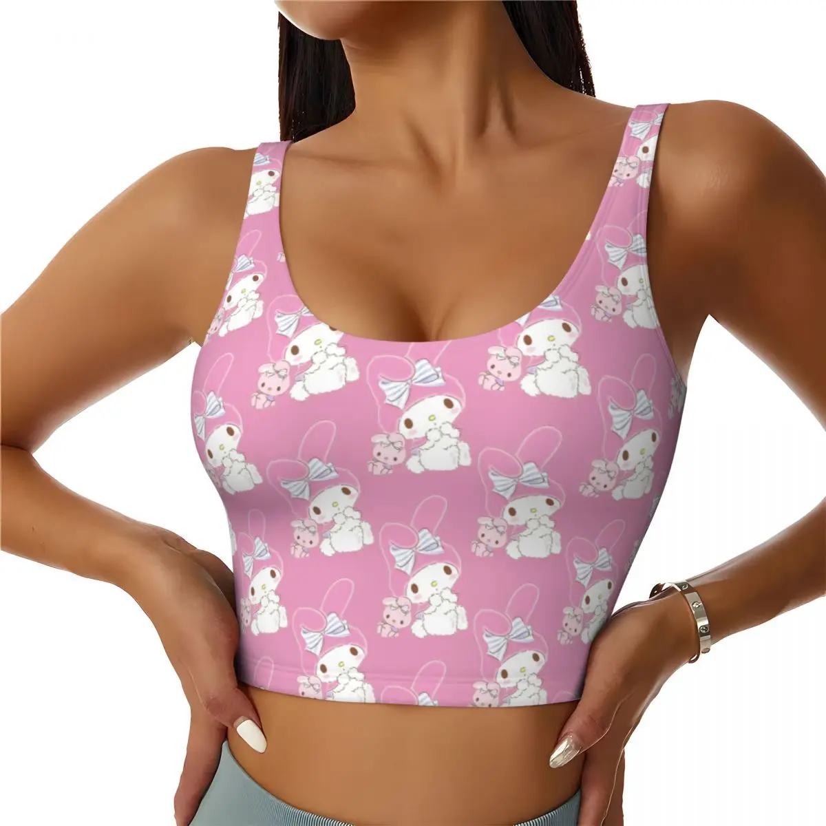 

Custom New Melody Anime Kawaii Workout Crop Tank Tops Women's Seamless Running Yoga Sports Bras