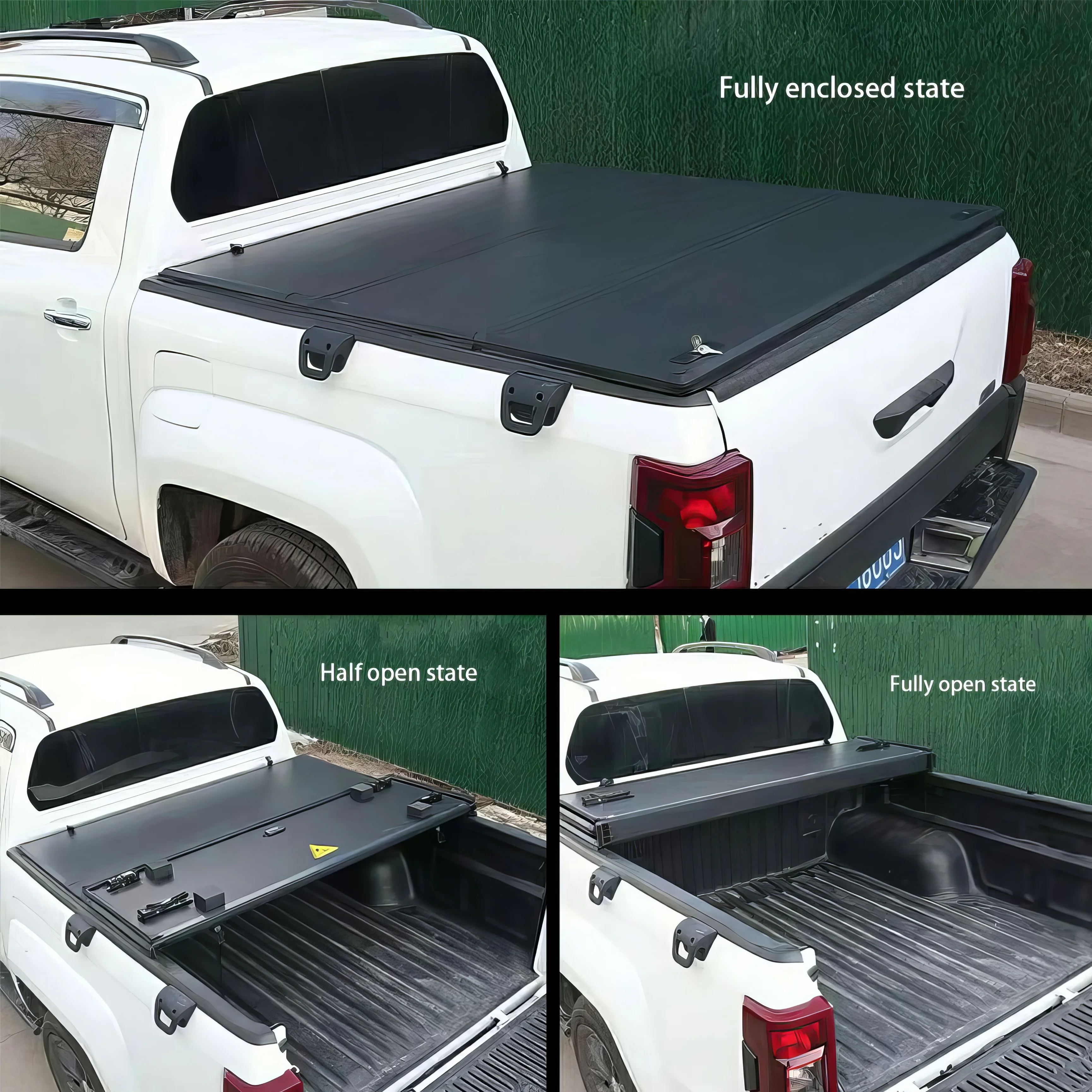 低価格ハードプロファイル三つ折りピックアップトラック荷台用トノカバー マツダBT-50、BYDシャーク6、長城GWMキャノン、日産ナバラ用