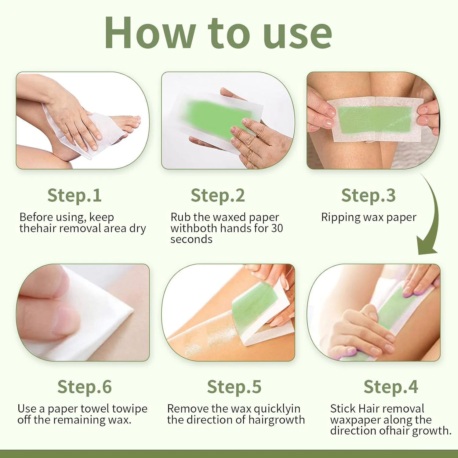 FlowWeek Wax Strips - Facial hair removal, hair removal wax strips, painless hair removal strips, effective underarm, leg and ar