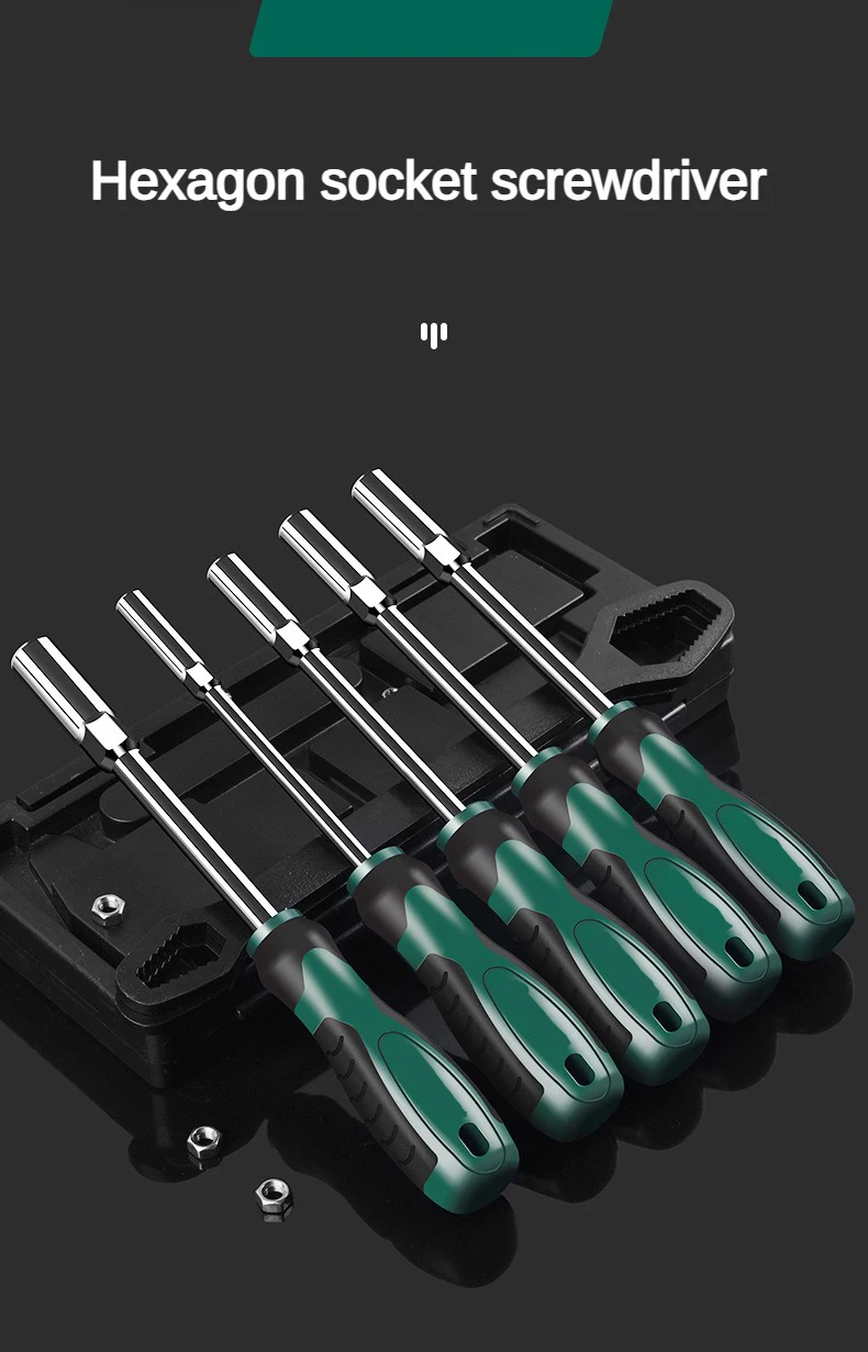 Sechskant-Steckschlüssel-Schraubendreher, 5–14 mm, mehrere Größen, Schraubenschlüssel, Mutternschlüssel für Automotive, mechanische Heimreparatur, Sechskantschlüssel-Handwerkzeuge – Detail 1