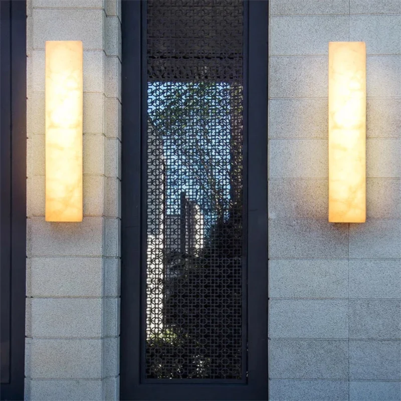 ANITA Contemporary LED Brass Marble Outdoor Wall Lamps Electric Waterproof Balcony Hallway Courtyard Villa Gate Hotel