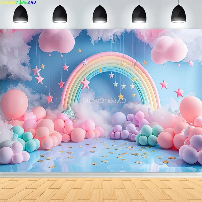 

Baby Shower Happy Birthday Party Photography Backdrops Newborn Kids Air Balloon Princess Tropical Jungle Photo Background BB-20