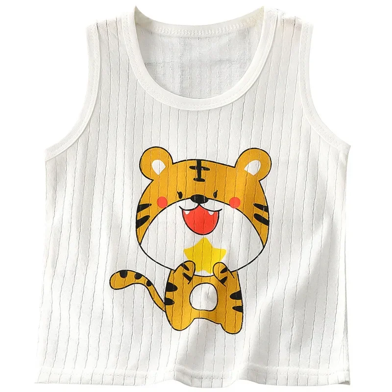 Girls Summer Tee Tops Casual Kids Cartoon Print Sleeveless Cotton Soft T-shirt Children Tank Top