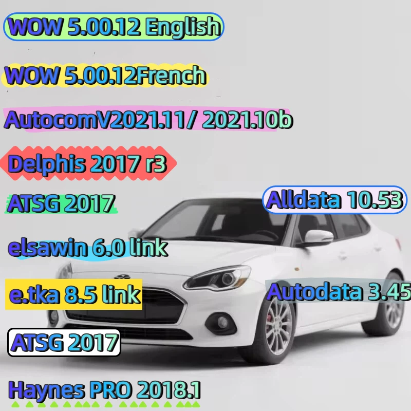

New Alldata 10.53 Software Autodata 3.45 Auto+coms V2021.11 D-elp-his 2017 R3 ATSG Vivid 2018 ElsaWin 6.0 WOW 5.00.12 English