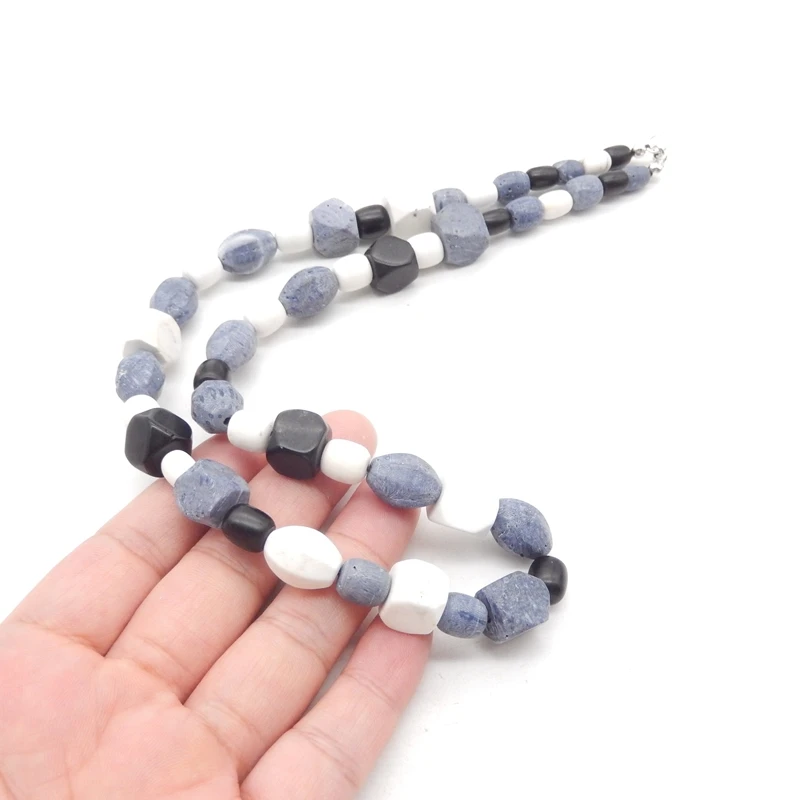 B&F Handmade Blue Jasper Howlite, Obsidian Stone Pendants, Genuine Natural stones beadsfor jewelry & DIY Earring Beads