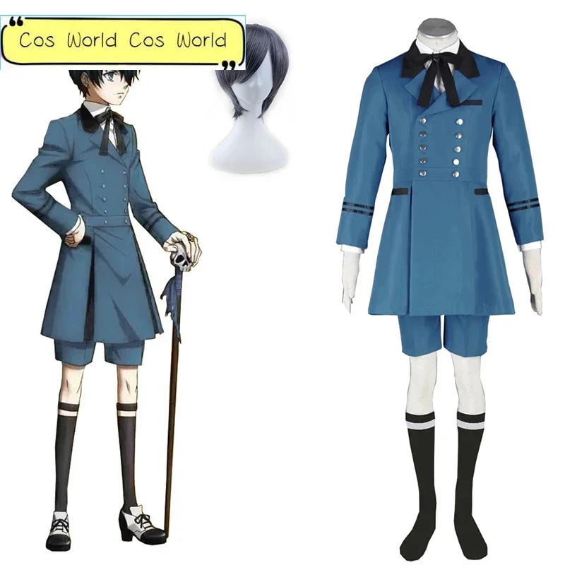 Black Butler kuroshitsuji Ciel Phantomhive Cosplay Costume emboitement Sebasti Kuroshitsuji Aristocrat Cosplay Costume and wigs