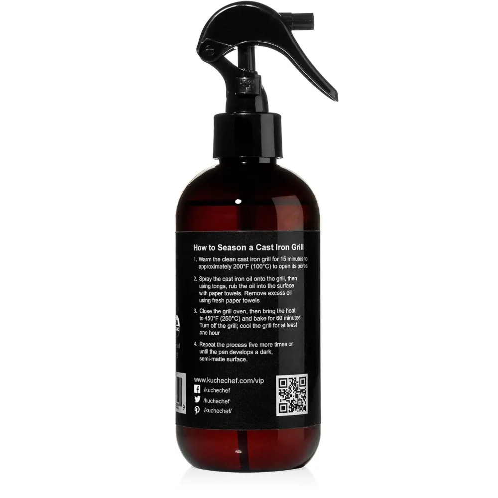 Óleo de tempero para churrasqueira orgânico (8 onças) - Feito de óleo de linhaça cultivado e prensado nos EUA - Crie um tempero antiaderente