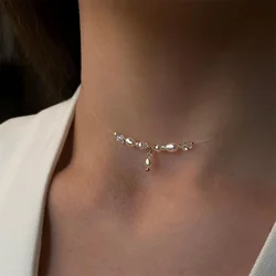 Vintage Fashion Gold Color Simple Shaped Artificial Pearl Peach Necklace For Women Female Girl Baroque Choker Jewelry Gift