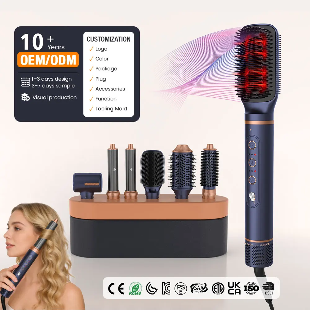 

7 in 1 1600W BLDC Fast Dryer Multi Styler Hair Dryer Volumizer Auto Curler Patent Infrared Straightener Comb Thermal Brush