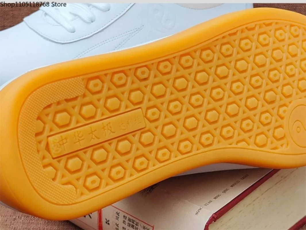 Genuine Cowhide Leather Tai Chi Shoes for Kung Fu Wushu Martial Arts Soft Flexible Sole