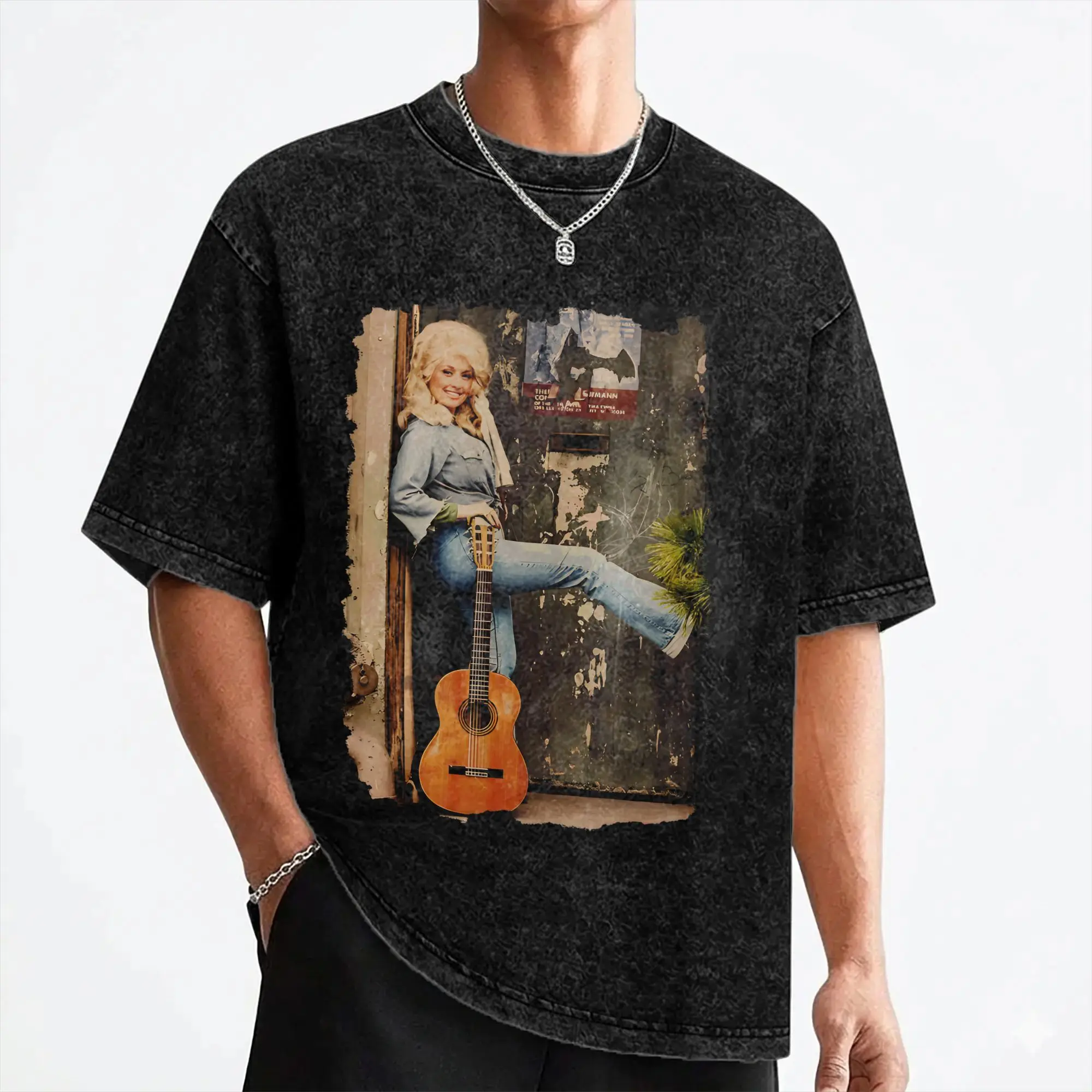 Singer D-Dolly Parton T Shirts Washed Cotton Street T-Shirt  Cool for Men Women Streetwear Graphic Tees