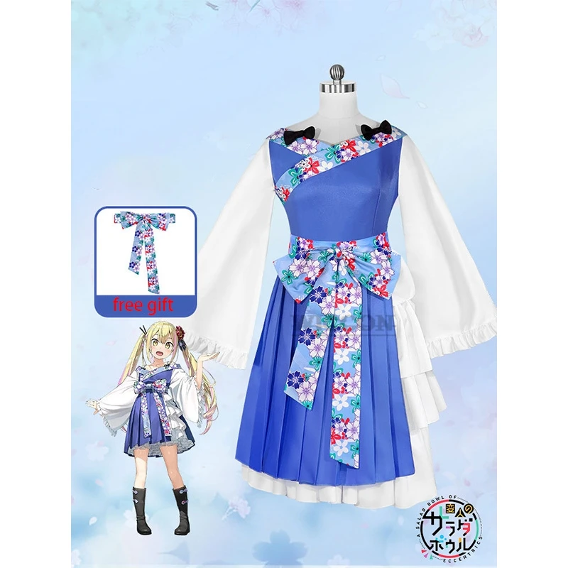 Anime Sara Da Odin Cosplay Kimono Salad Bowl Of Eccentrics Princess Costumes Sara's Dress Japanese Kimono Girl Sakura Festival