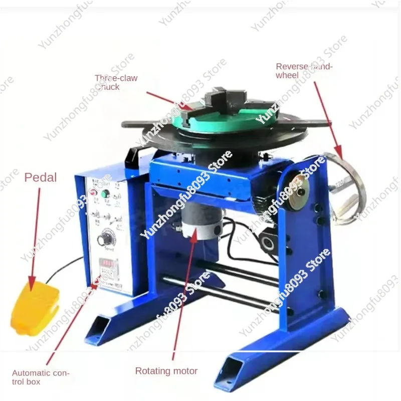 220V BWJ-30 30KG Welding Positioner With 200MM Mini Chuck With Foot Switch Welding Turntable