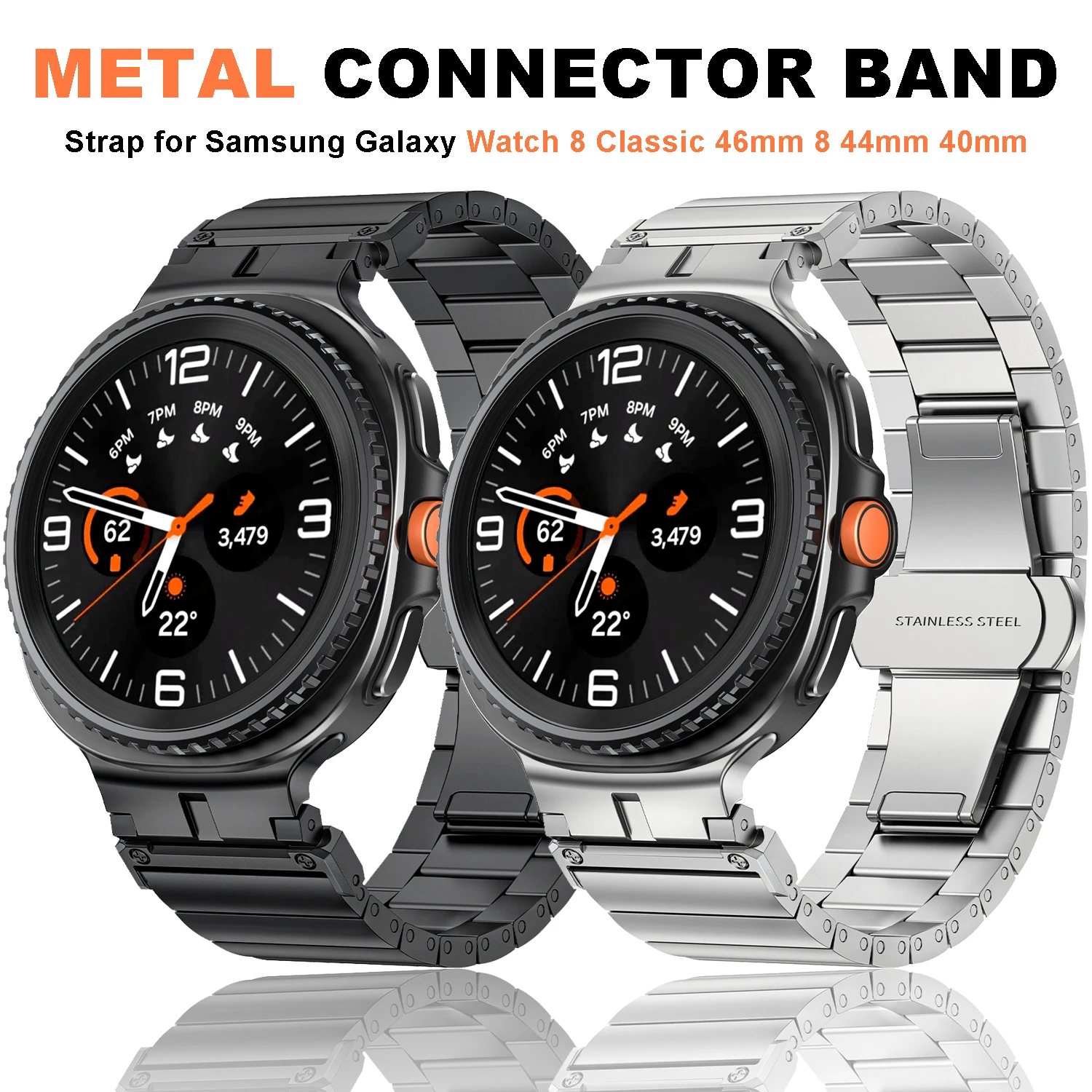 

Strap for Samsung Galaxy Watch 8 Stainless Steel Replacement Wristband for Galaxy 8 40 44mm/Classic Men Women Strap Accessories