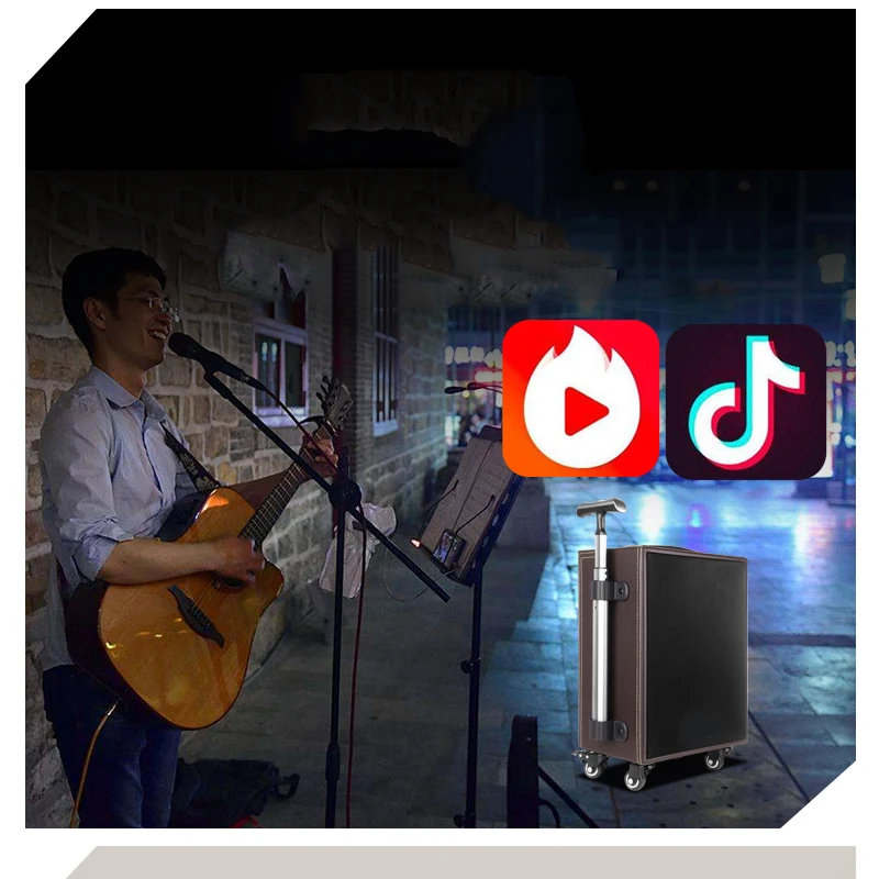 Outdoor Drawbar Speakers Portable LoudSpeaker Bluetooth Subwoofer Audio Music Sound Equipment Amplifiers Speaker Player Active