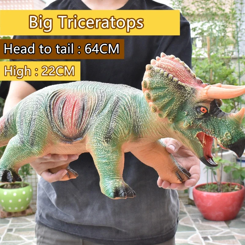 Jurassic Triceratops Park World  Dinosaur Model Toy Big Triceratops Size T Rex Soft Puppets Velociraptor Jurassic Shark Toys