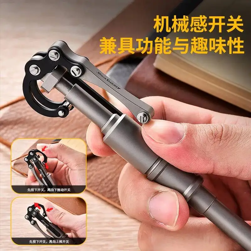 T-itanium Alloy Mechanical Press Pen With Lock, Signature Pen EDC Collection, Gel Pen With G2 Refill