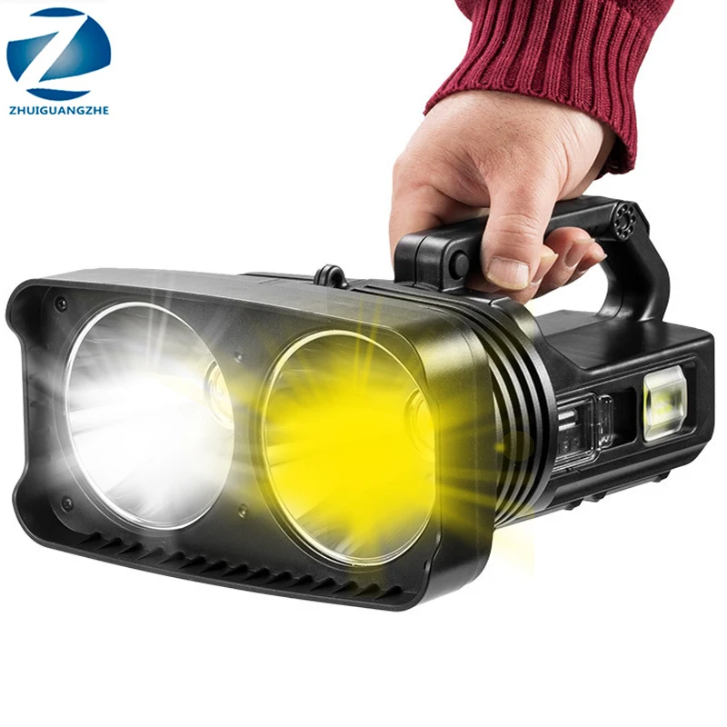 

Super Bright LED Rechargeable XHP50.2 Big Head Searchlight Handheld Flashlight Work Light Spotlight Floodling 40W Torch Lantern