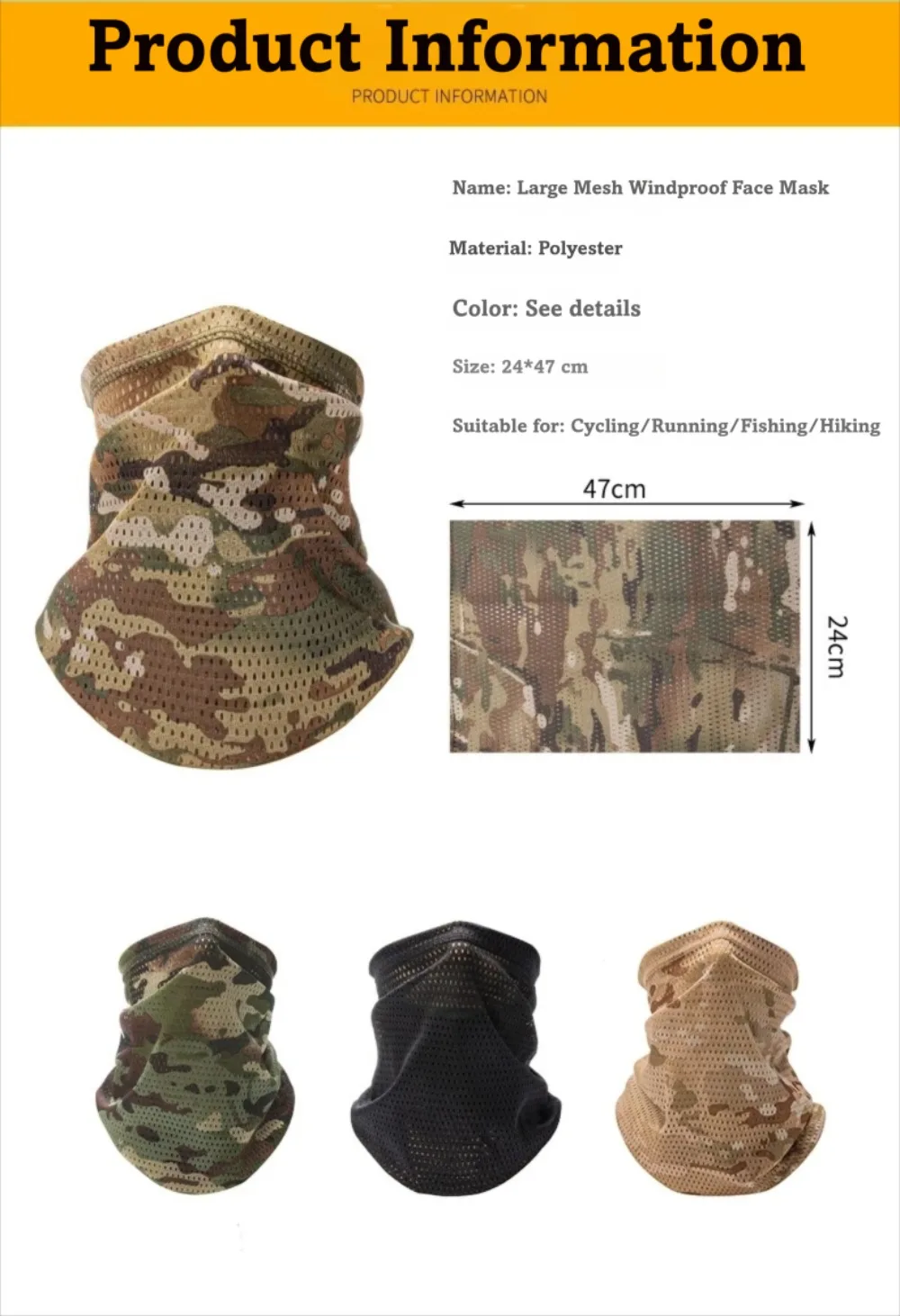 Multifunktionales Großmaschiges Gesichtstuch Atmungsaktives Schlauchbandana Feuchtigkeitsableitendes Dehnbares Stoff-Halstuch für Outdoor-Sport – Detail 5