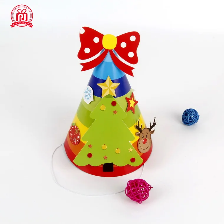 20 stücke Weihnachten hut kinder kindergarten papier dekorative hut DIY party Weihnachten liefert Weihnachten papier hut partei spielzeug hut