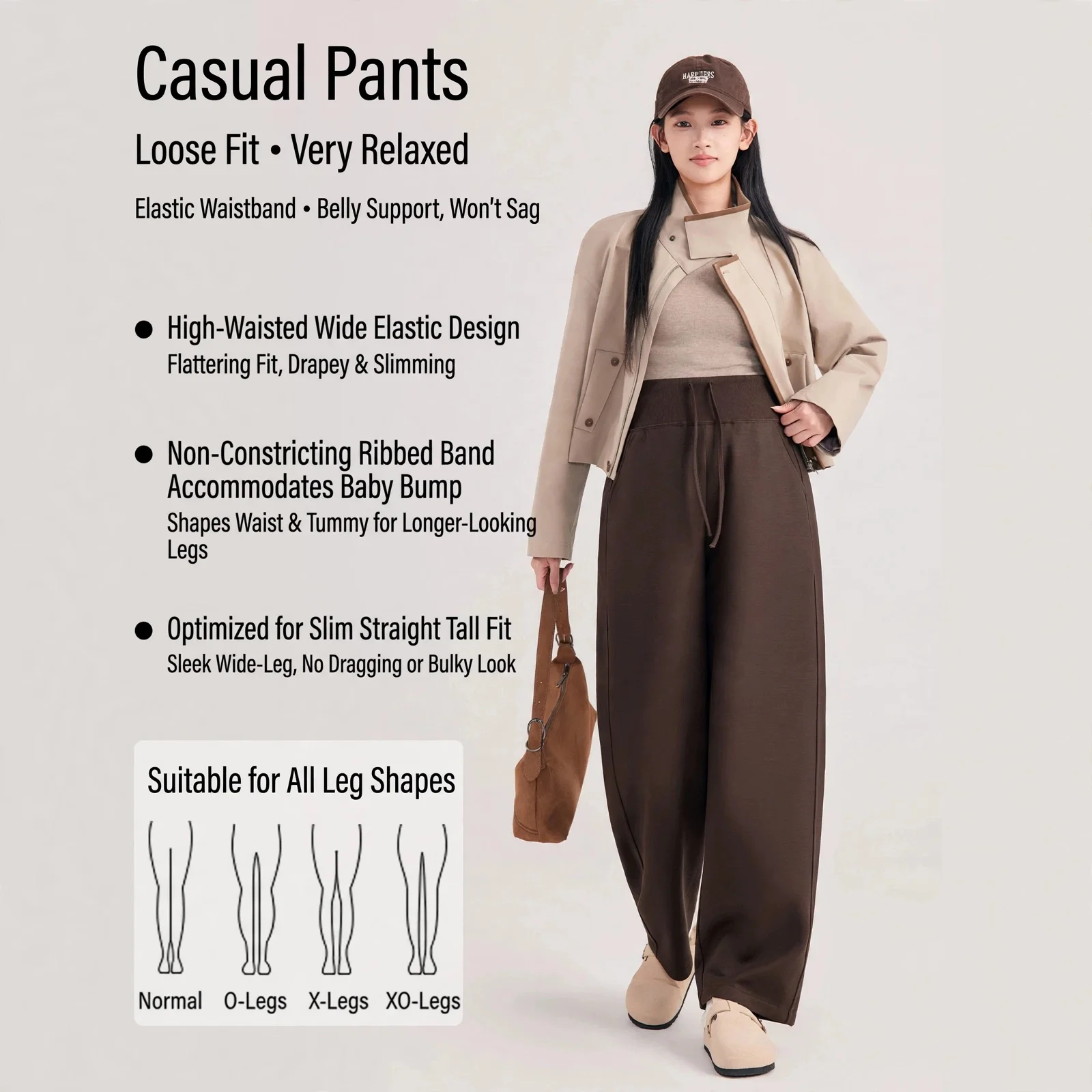 Maternity Wide Leg Pants High Waist Belly Support Warm Thick Loose Pregnant Women Autumn Winter Outer Wear