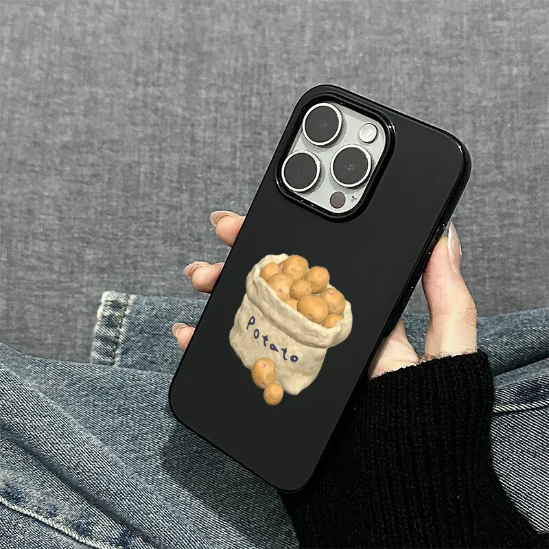 Fotografia 4: Capa de Celular Simples Estilo Japonês e Coreano com Design de Batata para iPhone 17 AIR 16 15 14 13 12 11 PRO MAX MINI 7 8 PLUS, Capa Protetora Contra Poeira