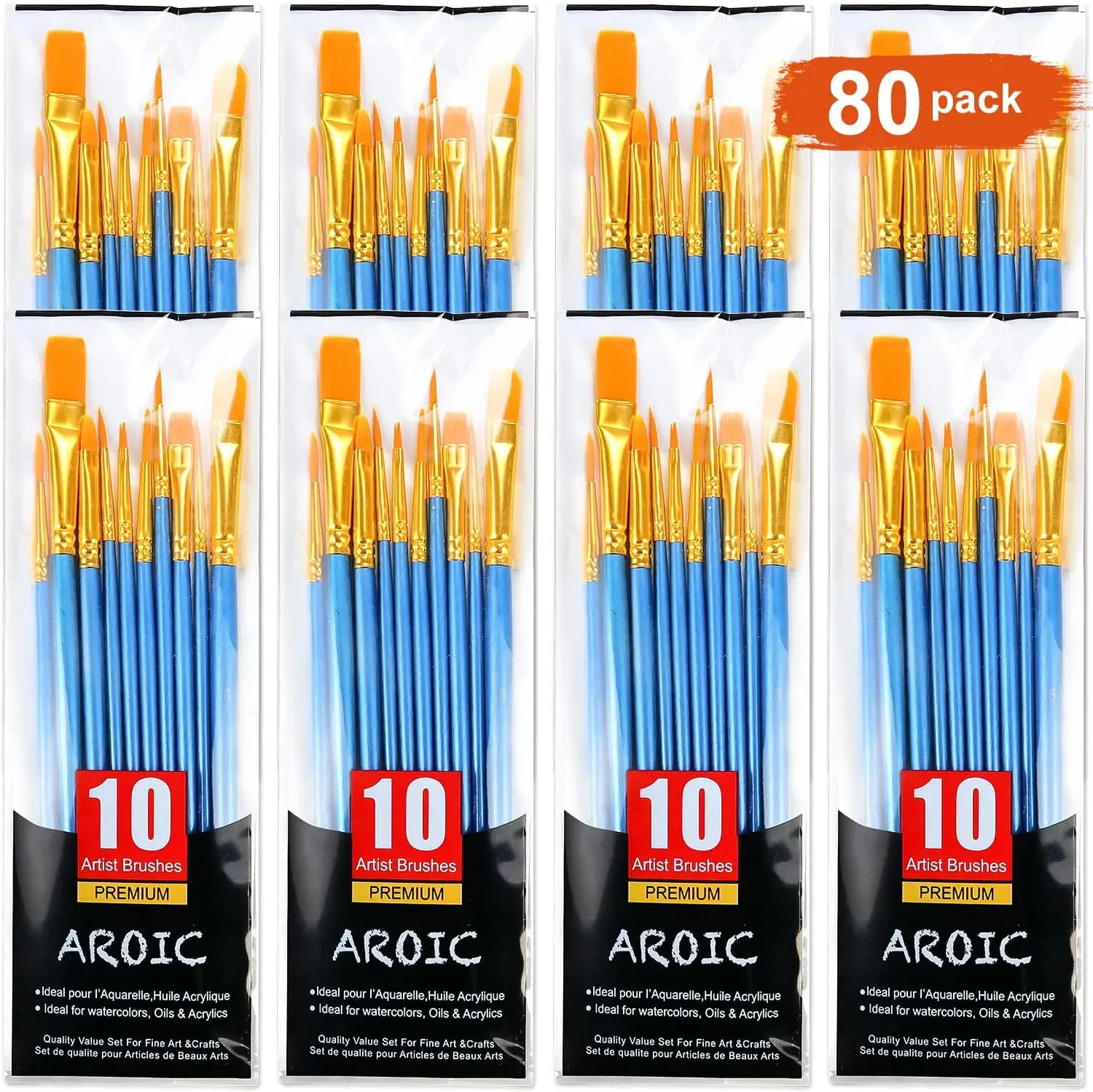 

Paint Brush Set, 80 Pcs Nylon Hair Brushes for Acrylic Oil Watercolor Painting Artist Supplies