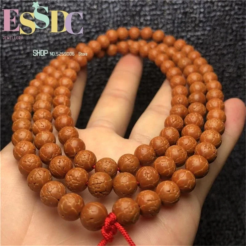 Wholesale 10mm Natural Dragon Scale Rudraksha 5-petal Grinding Toothless Beads Men and Women's 108 Bracelet Meditation Jewelry