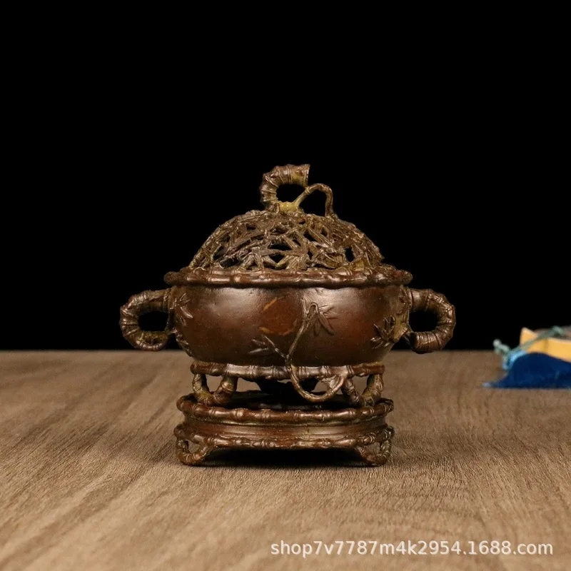 Brass alloy craft three-layer bamboo pavilion home decoration ornament
