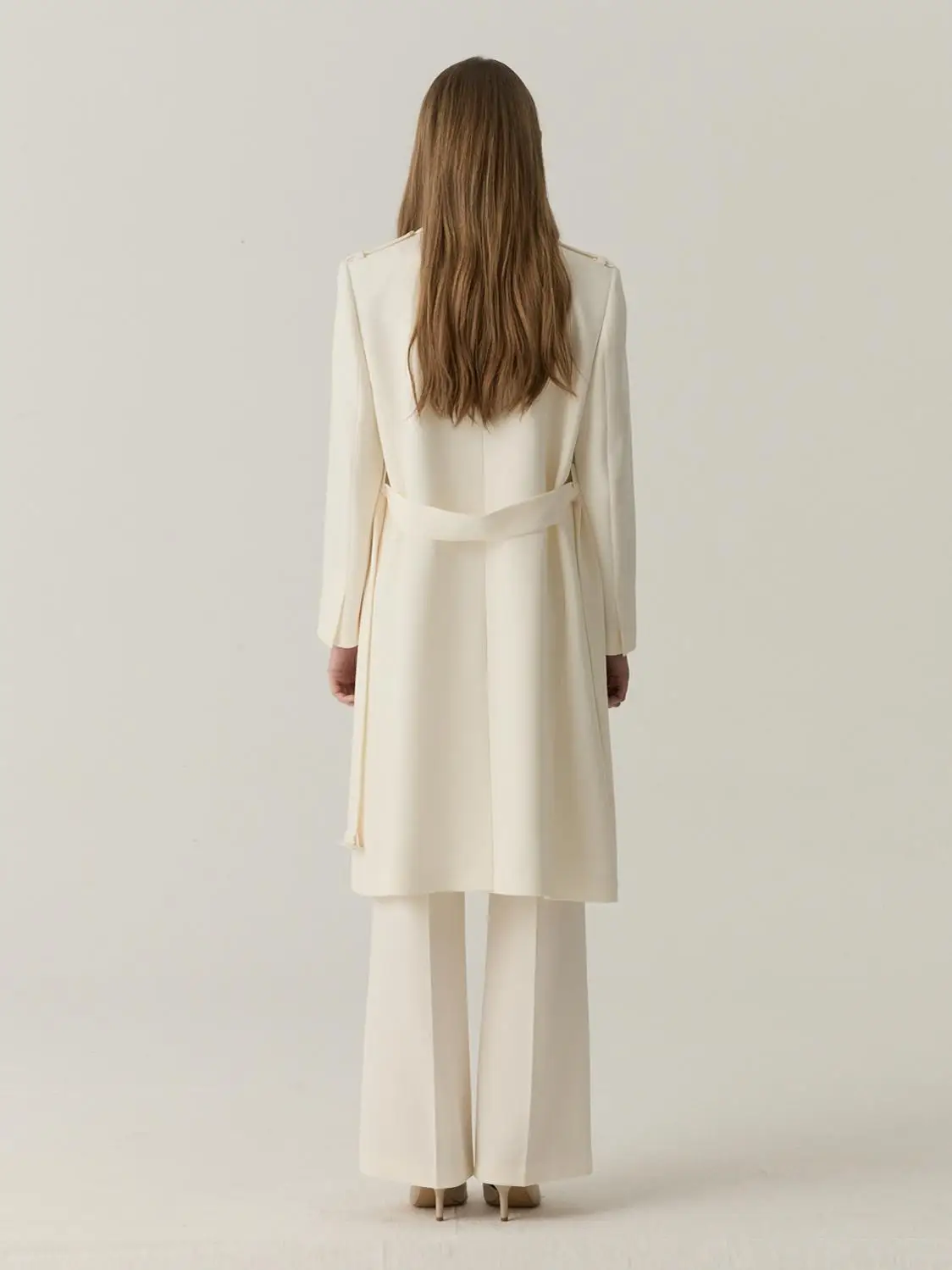 Ele Commuter بنطال ذو قصة أرجل مستقيمة لخريف 2025 Faion بدلة تنحيف مدببة من الأسيتات سروال عالي الخصر طويل الساق للسيدات