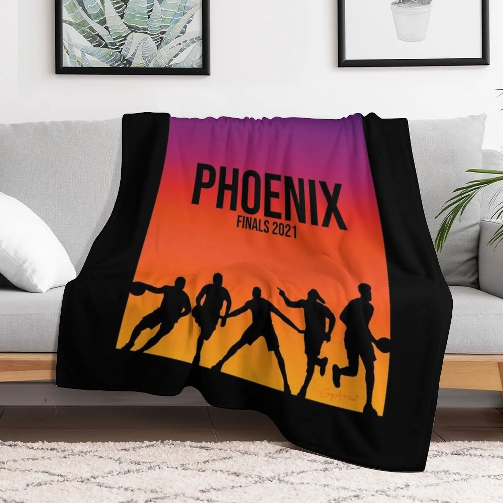 Phoenix Starting 5 Finals Block Throw Blanket Cozy Warm Blanket for Bed Room Decor