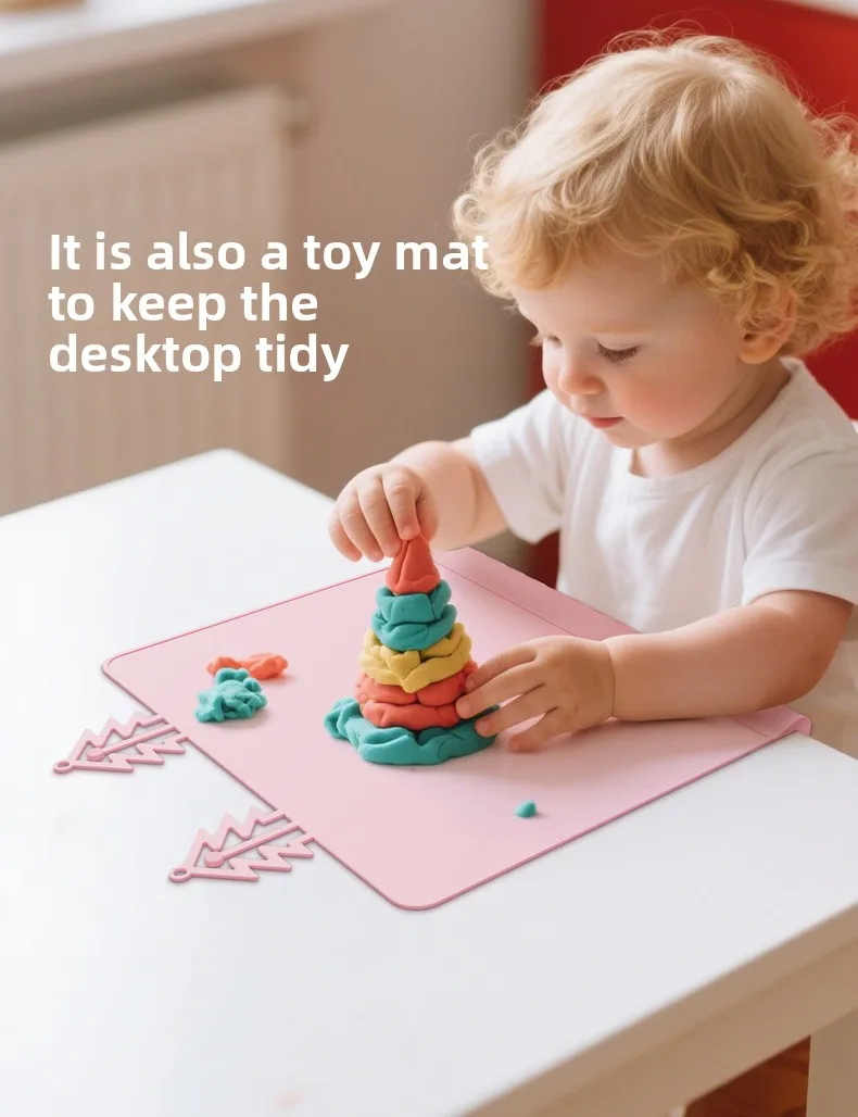 Fashion Silicone Placemat with Teething Edge Dining Table Mat Baby Anti-drop and Anti-dirty Children's Tableware Feeding Mat