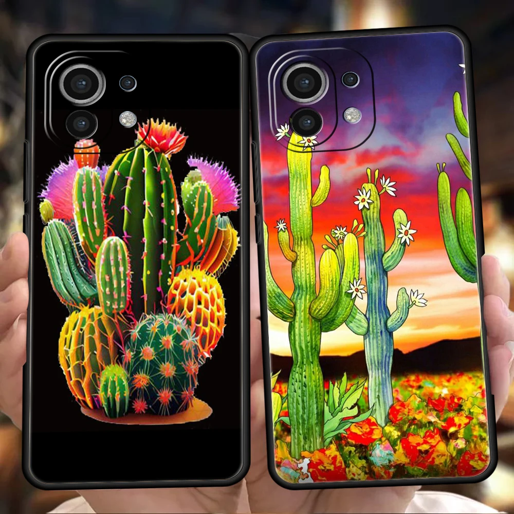 Plant Cactus Phone Case for Xiaomi Mi 14 13 12 11 Ultra 13T 12T Poco C51 F3 F4 F5 X3 X4 NFC Pro Lite 5G Silicone Cover Capas Bag