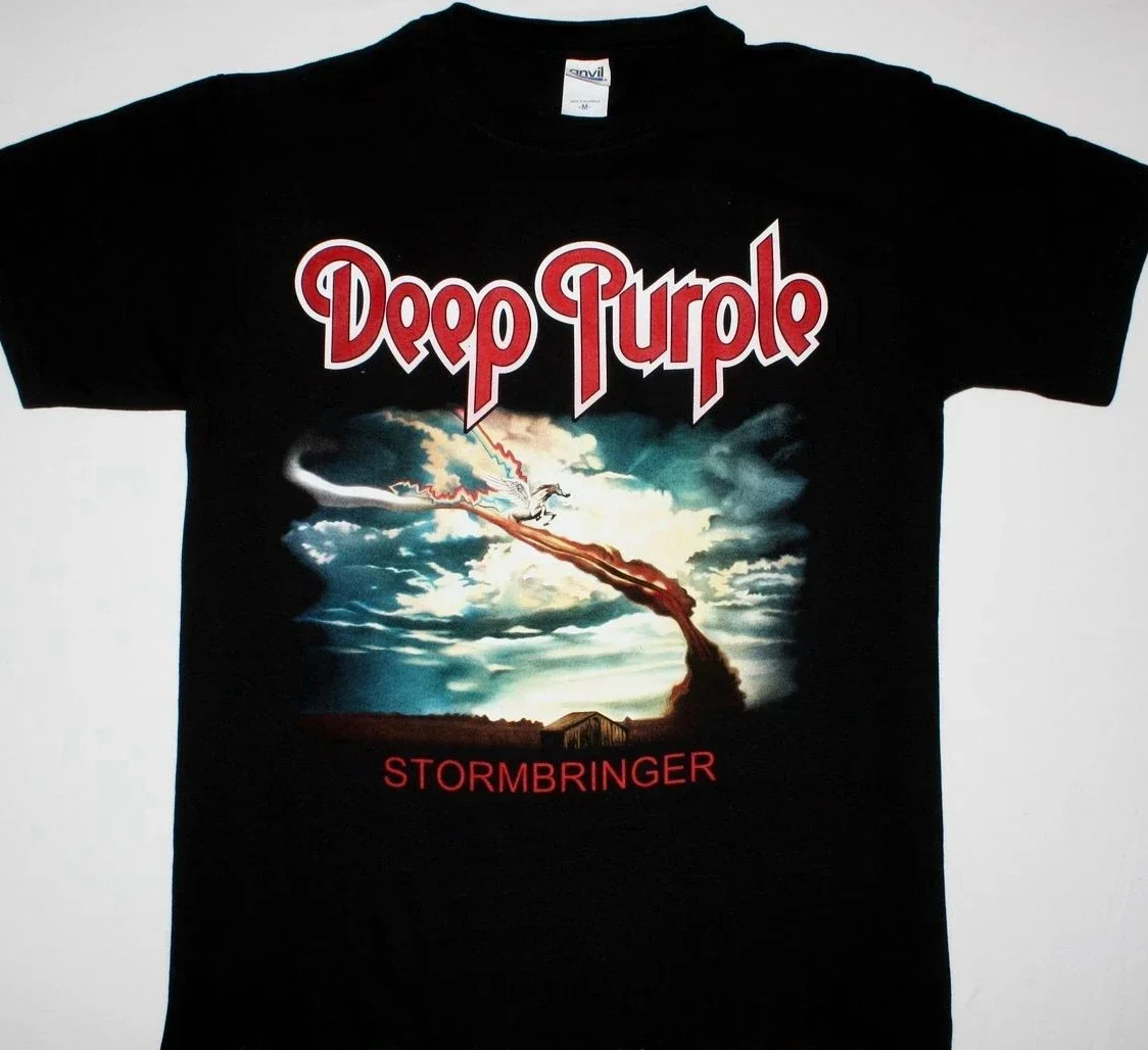 Deep Purple Stormbringer Black T Shirt Hard  Coverdale Blackmore Rainbow Rock anime clothes funny men t shirts Short Sleeve 2024