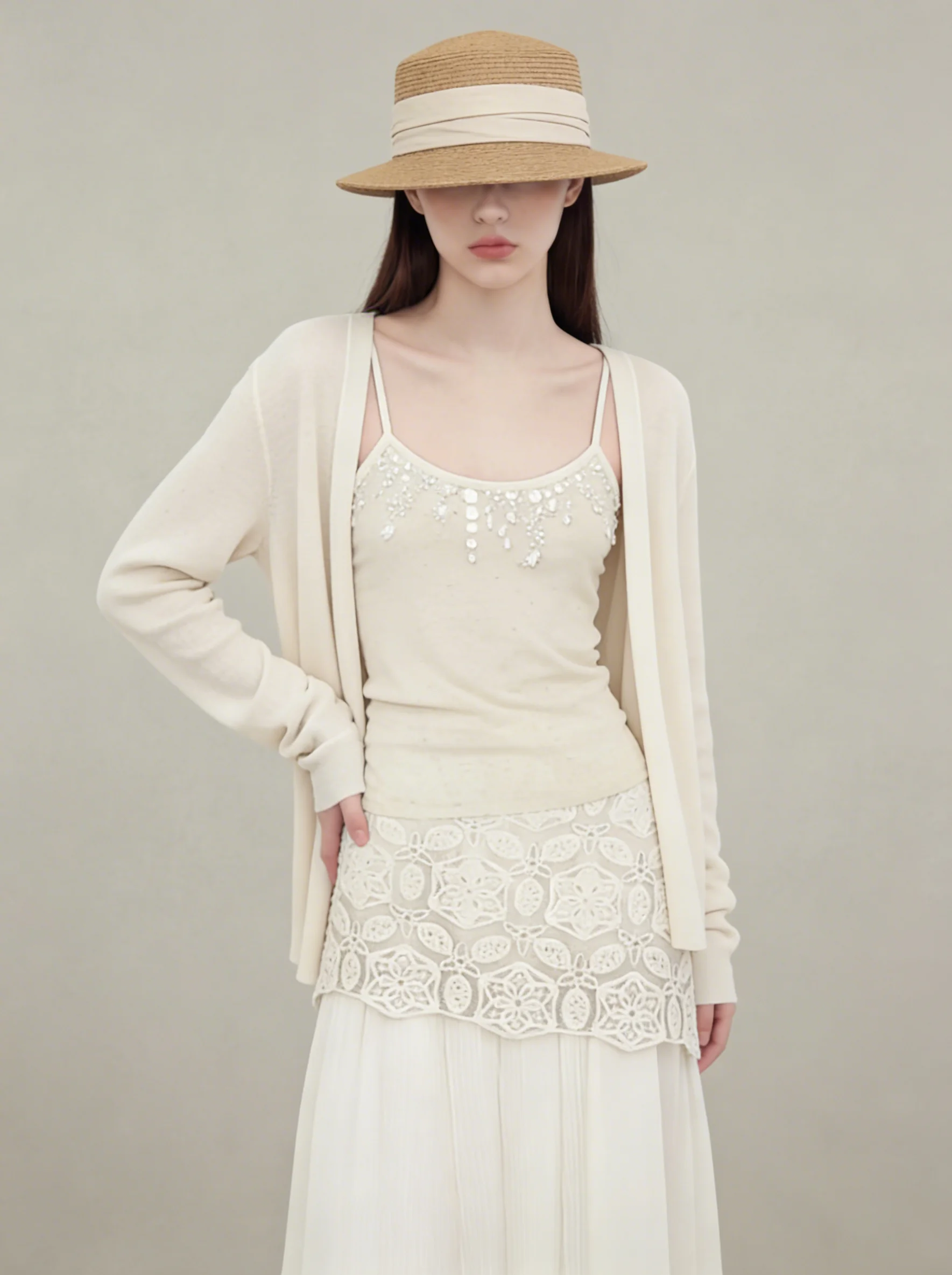 

Vacation Style Knitted Cardigan And Halter Dress Set Beautiful Complete Spring Fashion Casual Loose Fit High Waist G18301