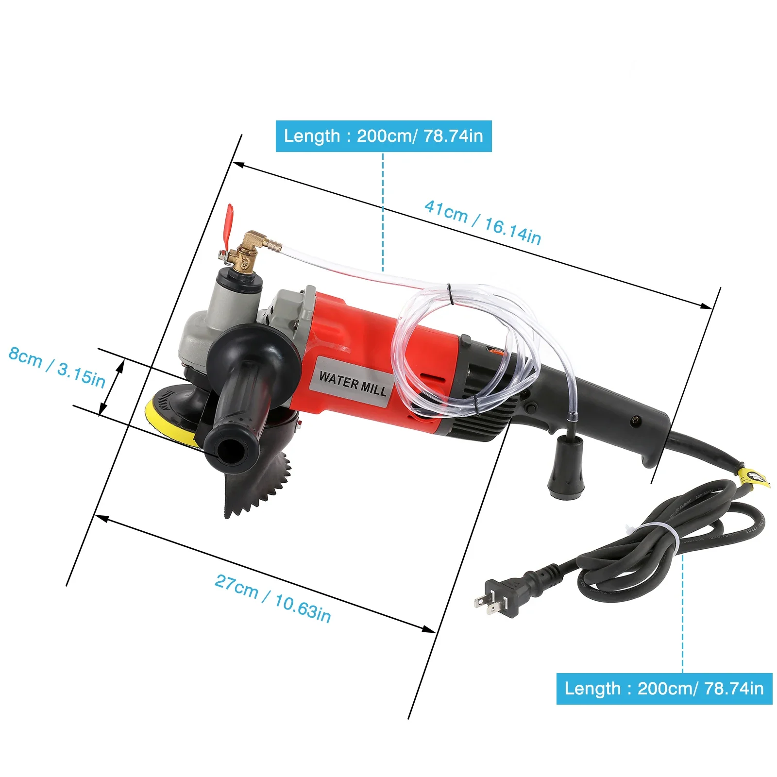 110V 1400W Adjustable Speed Electric Water Injection Polishing Machine for Marble Granite Wet Stone With 7 pcs polishing Pad