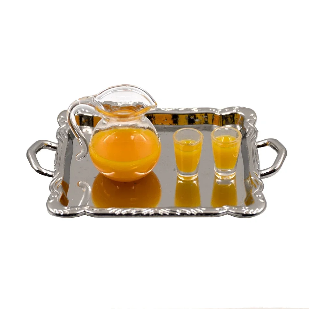 1/12 Dollhouse Miniature เหยือกน้ําชุดถ้วยมินินมหม้อถ้วยเครื่องดื่มของเล่นตุ๊กตาอุปกรณ์ House ตกแต่ง ob11 bjd