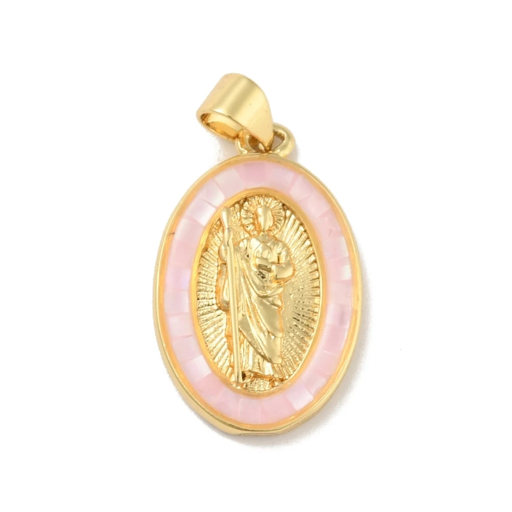 5pcs Brass Oval Shell Charms Pendant With Virgin Mary Pendants for Religions Easter necklace jewelry DIY making Decor