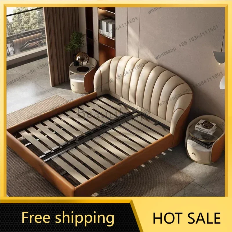 LS180x200cm Modern Luxury Bed Double Wooden King Size Frames And Bases Tatami Bedroom Furniture Queen Bed Frames With Headboard